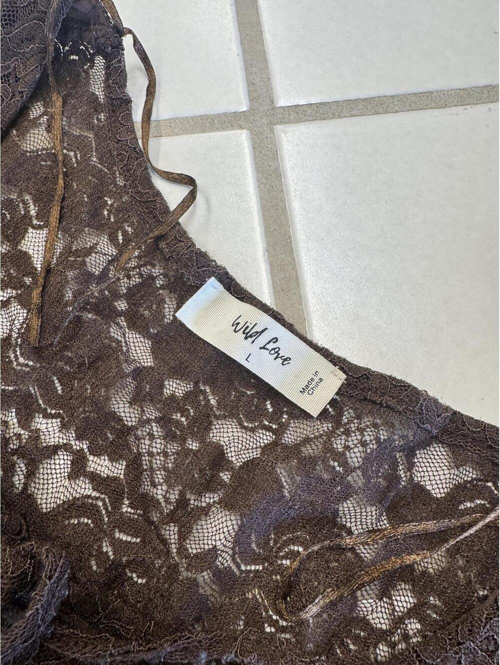 WILD LOVE Brown mesh top - Picture 4 of 7